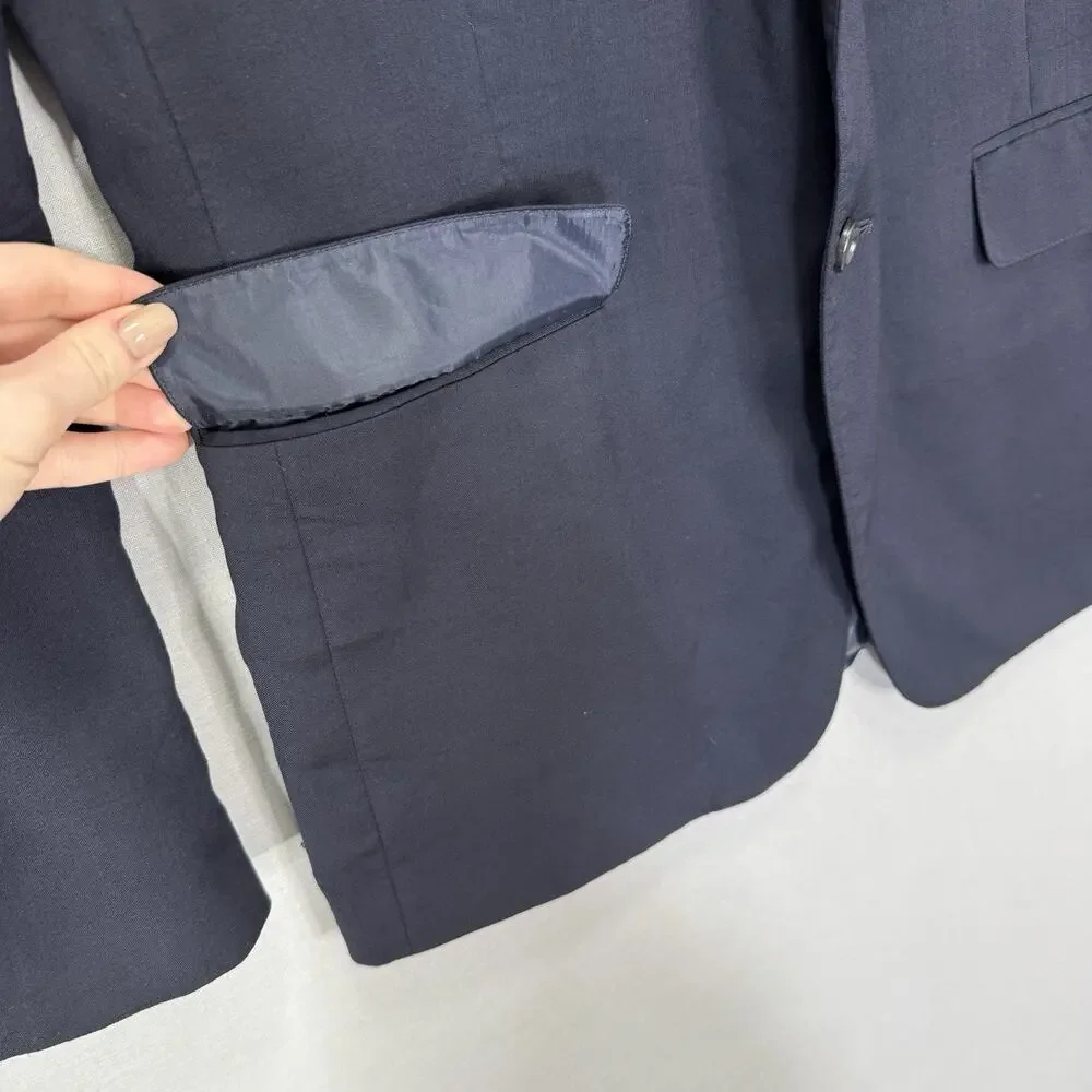 Bonobos Jetsetter Wool Blazer Mens 44L Navy Tailored‎ Stretch Suit Jacket Formal
